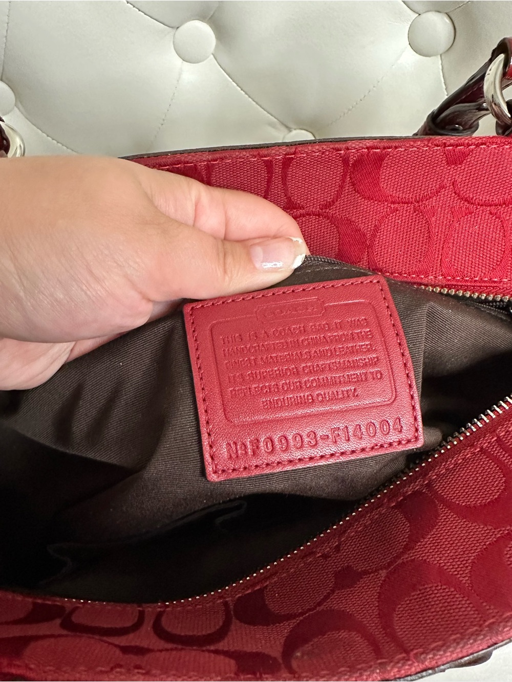 Coach Red Patchwork Tote Bag - Picture 8 of 9
